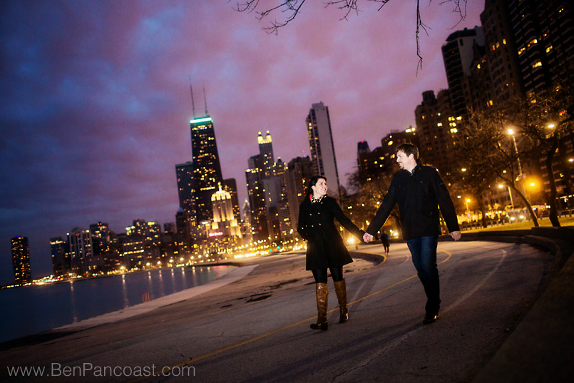 Engagement Pictures by the skyline in Chicago